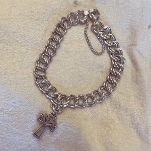 James Avery double charm bracelet with retired Holy Spirt Cross charm